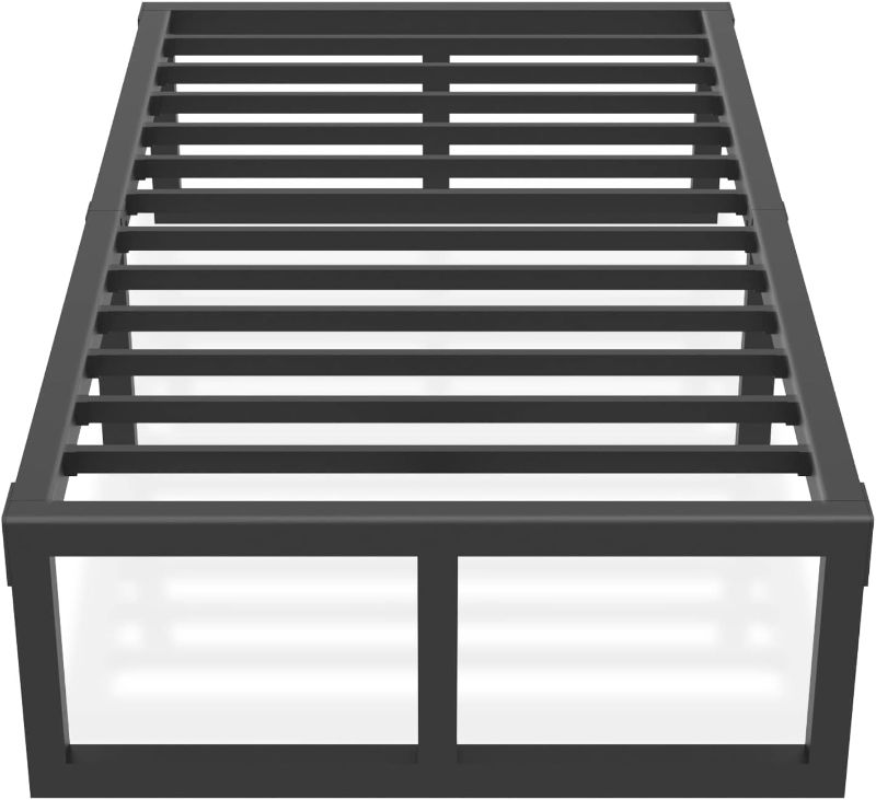 Photo 1 of Yitong Angel Twin Bed Frame, 14 Inch High 3500 lbs Heavy Duty Metal Platform, Mattress Foundation with Steel Slat Support/No Box Spring Needed/Noise Free/Non-Slip/Easy Assembly
