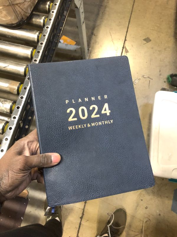 Photo 2 of 2023-2024 Planner - Weekly & Monthly Planner 2023-2024, 8.5" x 11",July 2023 - June 2024, Pen Holder, Calendar Stickers, Pocket, 25 Notes Pages, Faux Leather Cover, 2 Book Marks, A4 Premium Paper - Blue blue Large