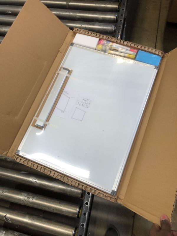 Photo 2 of AMUSIGHT Magnetic Whiteboard, 24" x 18" Dry Erase Board Aluminum Frame for Wall, White Board Marker Board for Kitchen, Memo, School, Home, Office White 24'' x 18''