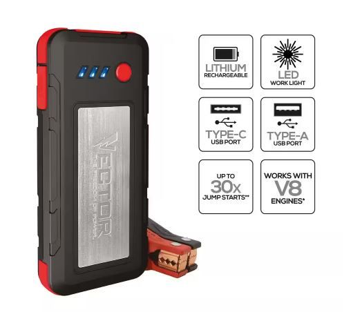 Photo 1 of 1600 Peak Amp Automotive Lithium Jump Starter, Portable Power – 15W USB-A & USB-C
