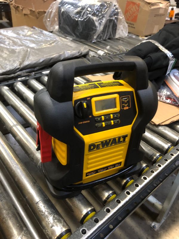 Photo 3 of DEWALT DXAEJ14-Type2 Digital Portable Power Station Jump Starter - 1600 Peak Amps with 120 PSI Compressor, AC Charging Cube, 15W USB-A and 25W USB-C Power for Electronic Devices 1600 Amps