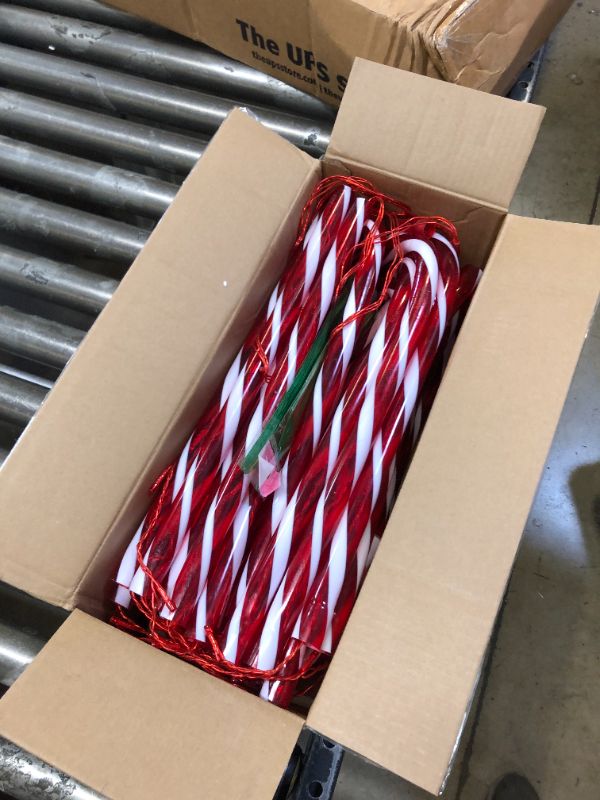 Photo 2 of 35" Real 30" Christmas Candy Cane Lights Pathway Markers 12pcs - 8 Modes Candy Cane Set Holiday Walkway Lights Outdoor Ornaments Xmas Outside Decoration for Yard Lawn Forecourt or Dooryard