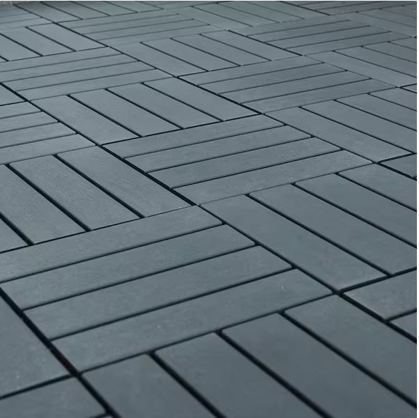 Photo 1 of 1 ft. x 1 ft. All-Weather Plastic Square Interlocking Patio Deck Tiles, Outdoor Striped Pattern Flooring Tile(44-Pack)
