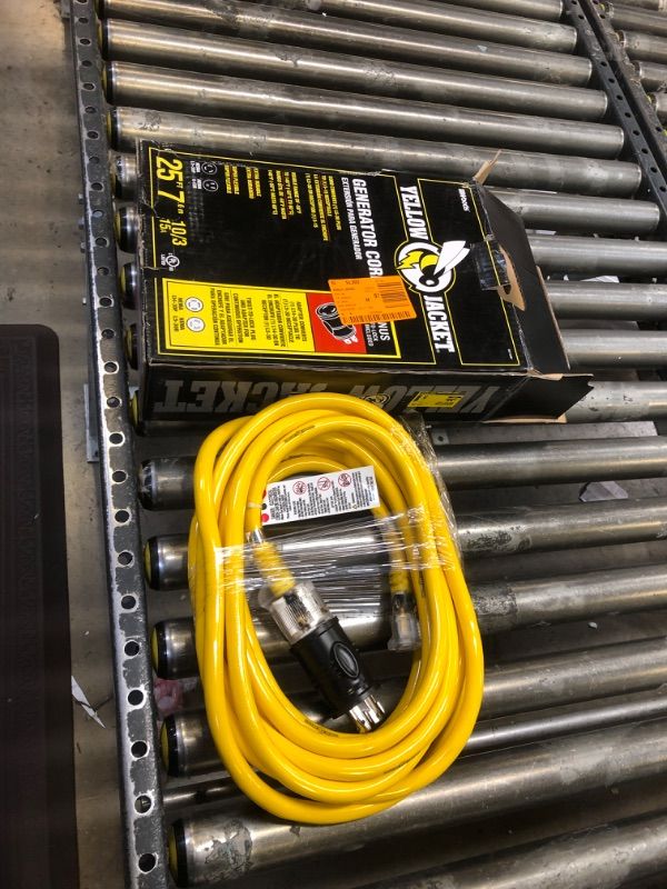 Photo 2 of Yellow Jacket 25 Ft. 10/3 15A Generator Cord with Bonus Adapter