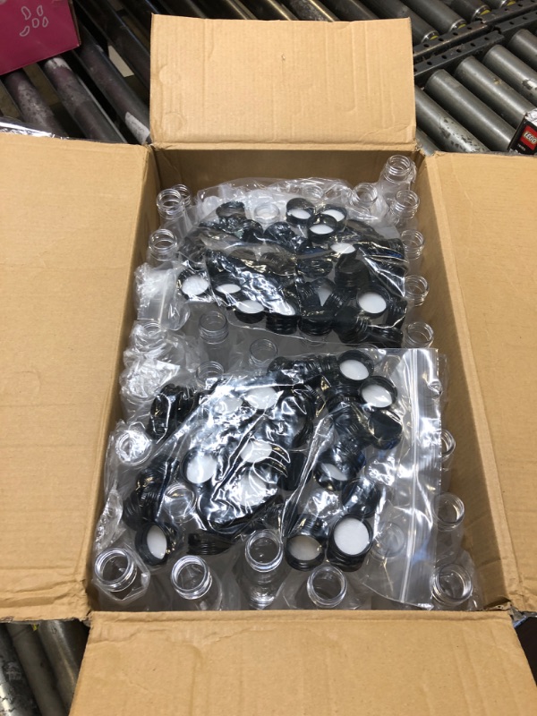 Photo 1 of 100 Pcs Hot Sauce Bottles Small Plastic Bottles Clear Woozy Bottles Empty with Leak Proof Black Screw Cap Mini Wine Liquor Bottles for Kitchen Sauce Salad Dressing Syrup Juice Whiskey Party (5 oz)
