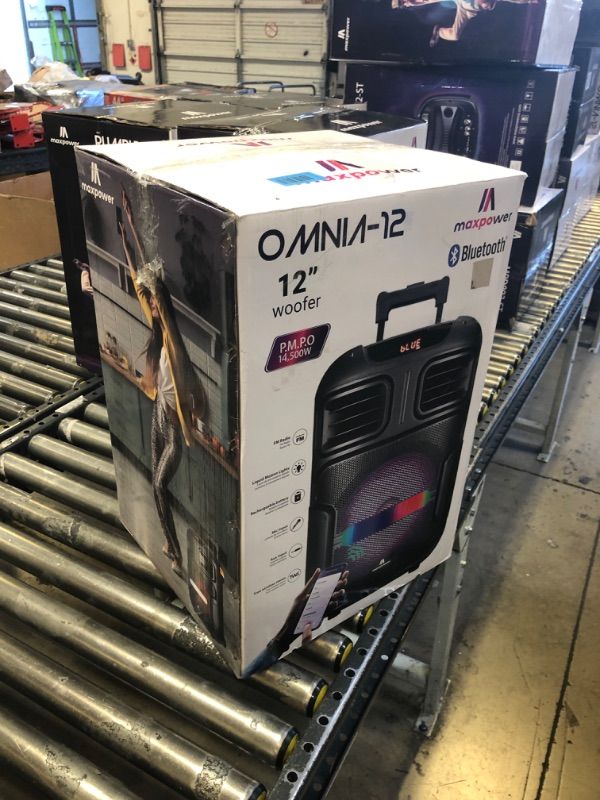 Photo 1 of Max Power DJ Speaker - MPD592-OMNIA 12 Portable Sound System -Bluetooth Multi LED Light Speaker Set Perfect for Indoor and Outdoor - PA Speaker System with Remote with Microphone
