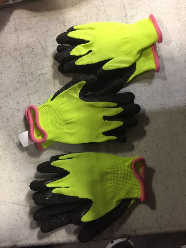 Photo 1 of Kids Gardening Gripper Gloves for age 3-13, 2 Pairs Foam Rubber Coated Garden Gloves for Little Girls Boys