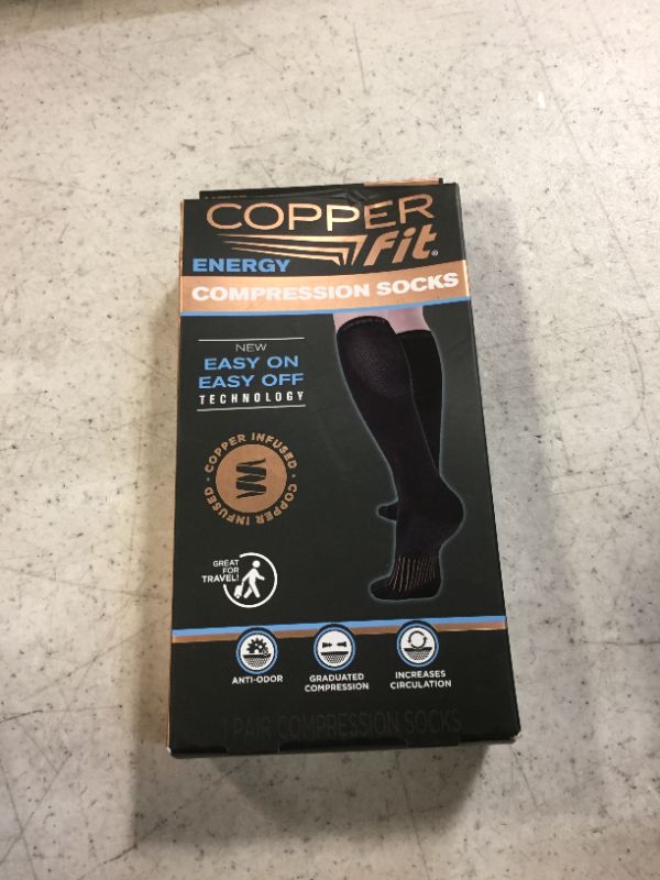 Photo 2 of Copper Fit Energy Unisex Easy-On/Easy-Off Knee High Compression Socks Black Large-X-Large