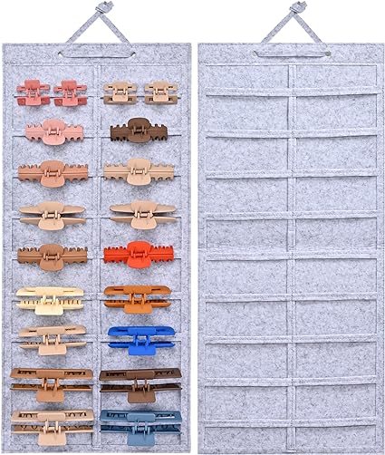 Photo 1 of  Hair Claw Clip Organizer, 1 Pack Hanging Hair Clip Organizer Storage for Women Girl, Wall-Mounted Hair Claw Clip Holder Organizer, Claw Clip Storage Display for Wall Door Closet -Grey