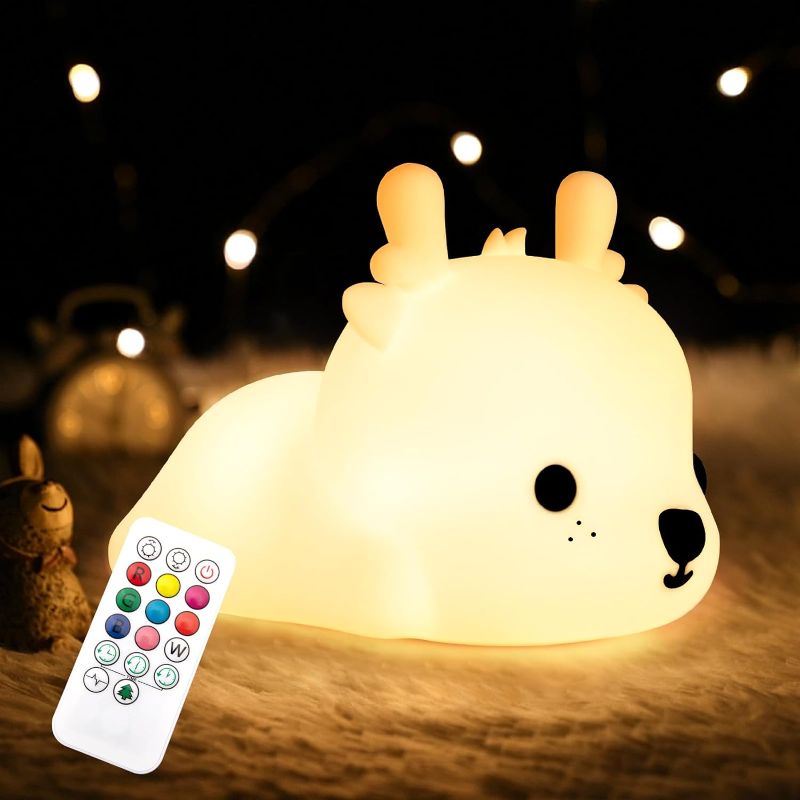 Photo 1 of CHWARES Night Light for Kids, Deer Nursery Night Lights with Remote, 7 Color Kawaii Lamp, Room Decor, USB Rechargeable, Cute Lamp Gifts for Baby, Children, Toddlers, Teen Girls
