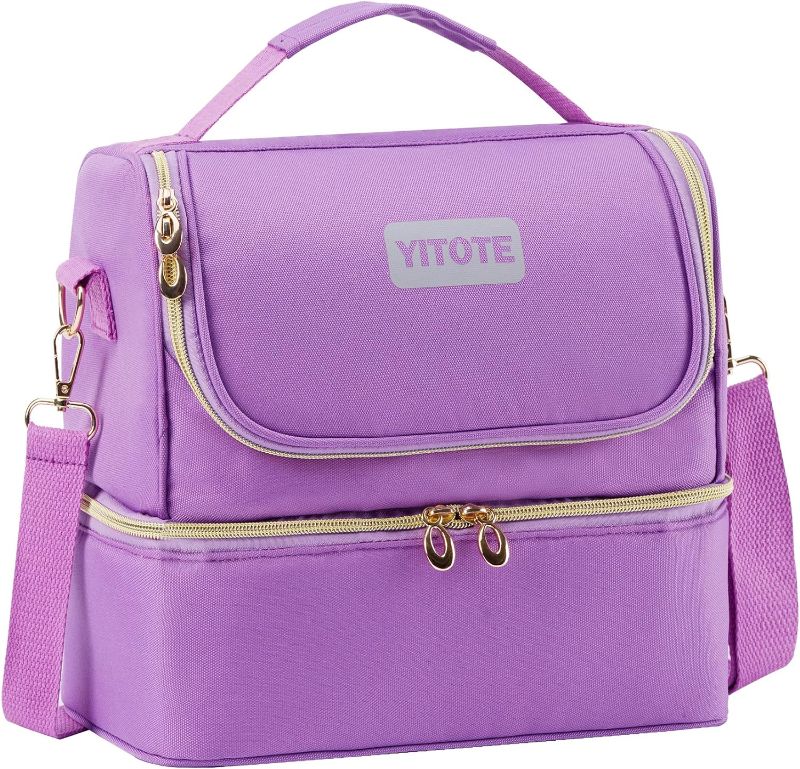 Photo 1 of Yitote Lunch Box for Women,Double Deck Lunch Bag Women,Expandable and Leakproof insulated lunch bag,Ideal for Work,Office,Picnic - Loncheras Para Mujer-Purple
