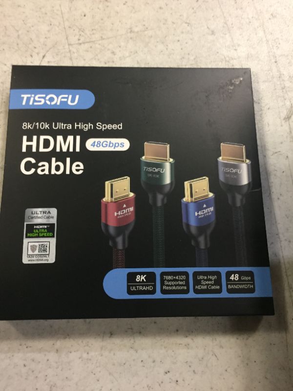 Photo 1 of TISOFU Ultra Certified 8K 10K HDMI Cable 6FT: HDMI 2.1 Cables 48Gbps High Speed Premium Braided Cord 8K@60Hz 4K@120Hz 4K@144Hz HDCP 2.2&2.3 CL3 ARC eARC for HD/HDR/HDTV
