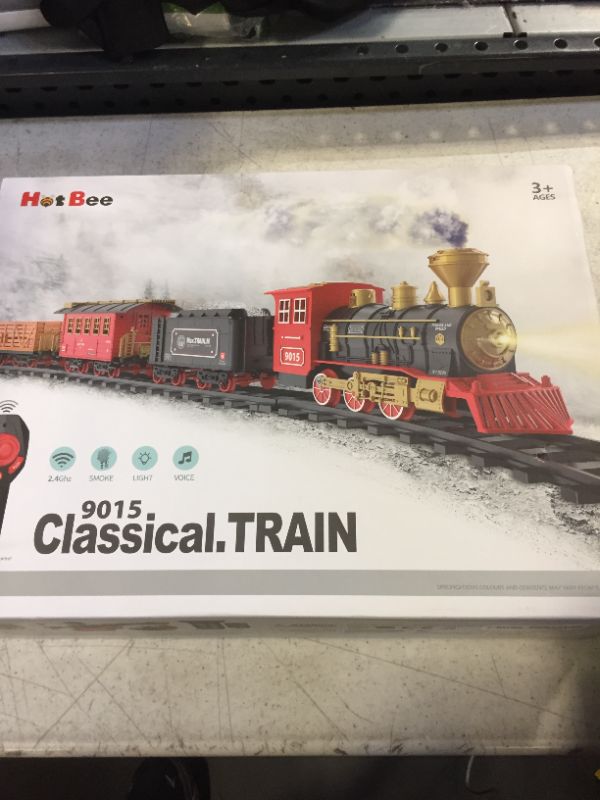 Photo 1 of Hot Bee Train Set for Boys - Remote Control Train Toys w/Steam Locomotive, Cargo Cars & Tracks,Toy Trains w/Realistic Smoke,Sounds & Lights,Christmas Train Gifts for 3 4 5 6 7 8+ Year Old Boys Upgraded Rc Train