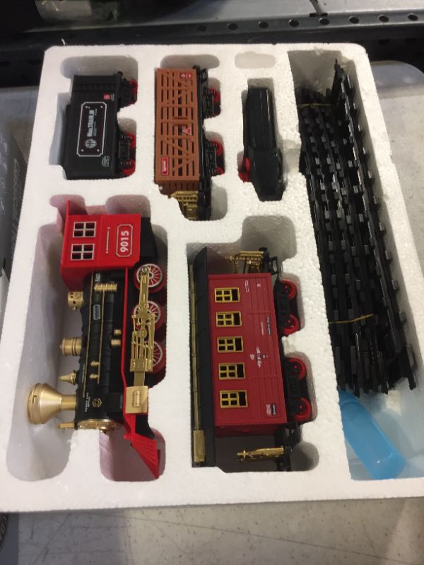 Photo 3 of Hot Bee Train Set for Boys - Remote Control Train Toys w/Steam Locomotive, Cargo Cars & Tracks,Toy Trains w/Realistic Smoke,Sounds & Lights,Christmas Train Gifts for 3 4 5 6 7 8+ Year Old Boys Upgraded Rc Train