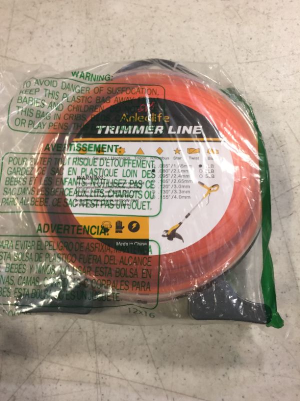 Photo 2 of A ANLEOLIFE 1-Pound Commercial Square .080-Inch-by-557-ft String Trimmer Line Donut,with Bonus Line Cutter, Orange
