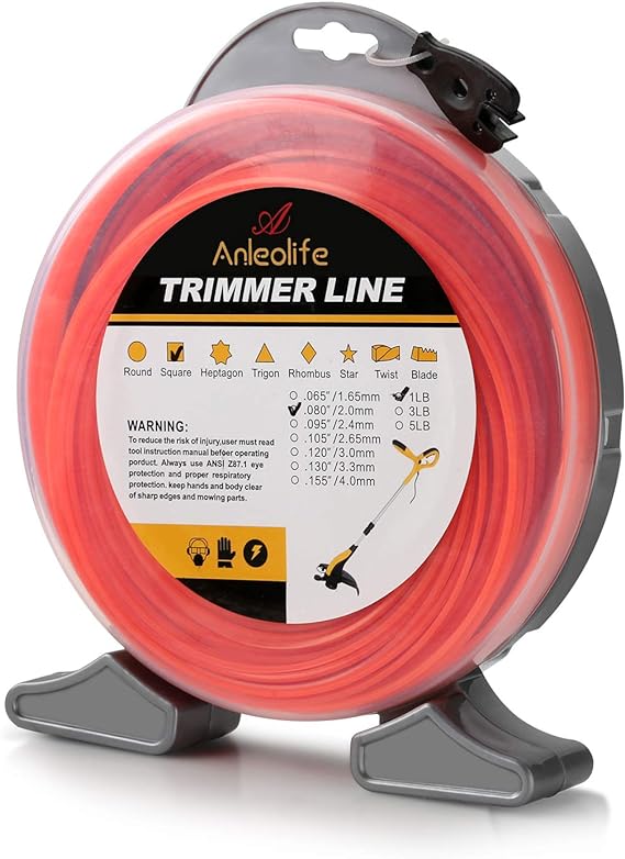 Photo 1 of A ANLEOLIFE 1-Pound Commercial Square .080-Inch-by-557-ft String Trimmer Line Donut,with Bonus Line Cutter, Orange
