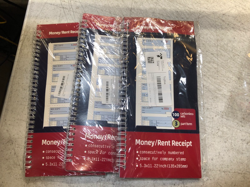 Photo 1 of 3 pack 
MONEY/RENT RECEIPT 5.3x11.22 INCH
