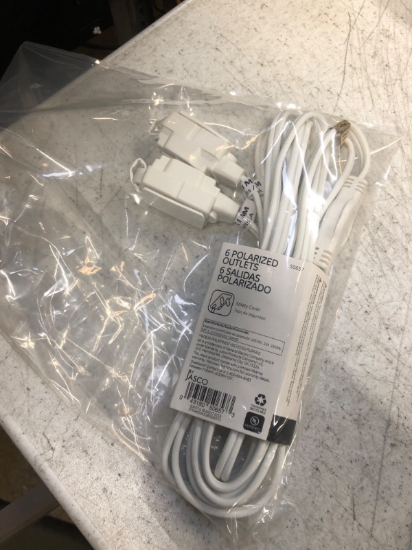 Photo 3 of GE 12 ft Twin Extension Cord Power Strip, 6 Total Outlets, 6 ft Cord On Each Side, Outlet Covers, 16 Gauge, Indoor Rated, White, 50657 White 12 ft Standard