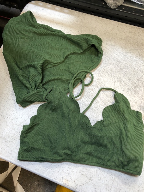 Photo 1 of womens bathing suit- 2 pc 
green
sizer- 8