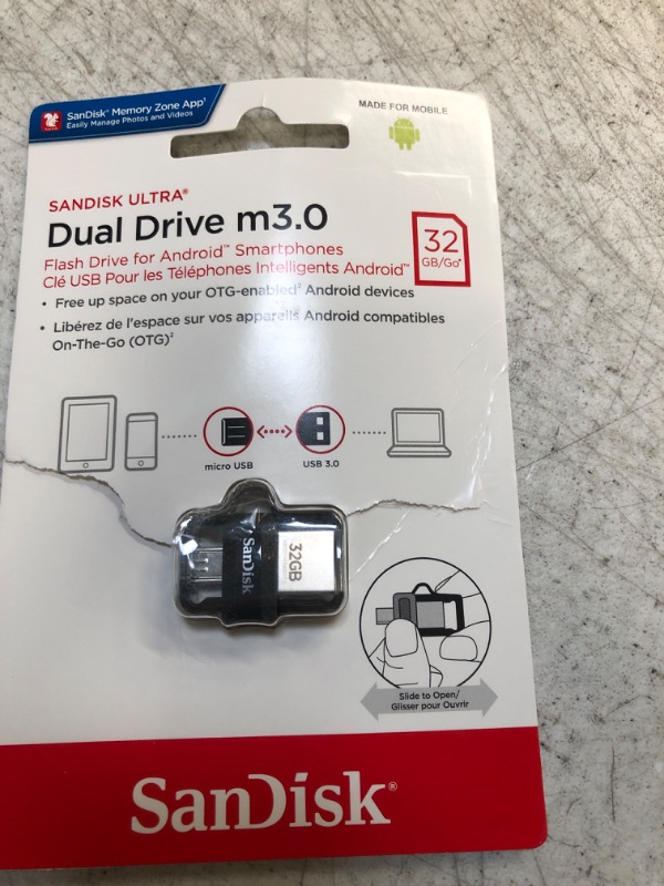 Photo 2 of SanDisk 32GB Ultra Dual Drive M3.0 for Android Devices and Computers - MicroUSB, USB 3.0 - SDDD3-032G-G46