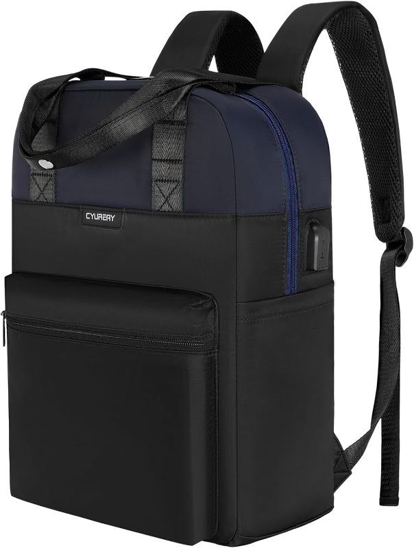 Photo 1 of CYUREAY Laptop Backpack for Women Fashion Travel Backpacks 15.6 Inch Laptop Bag with USB Port Teacher Nurse Vintage Daypacks for Work,Black & Blue
