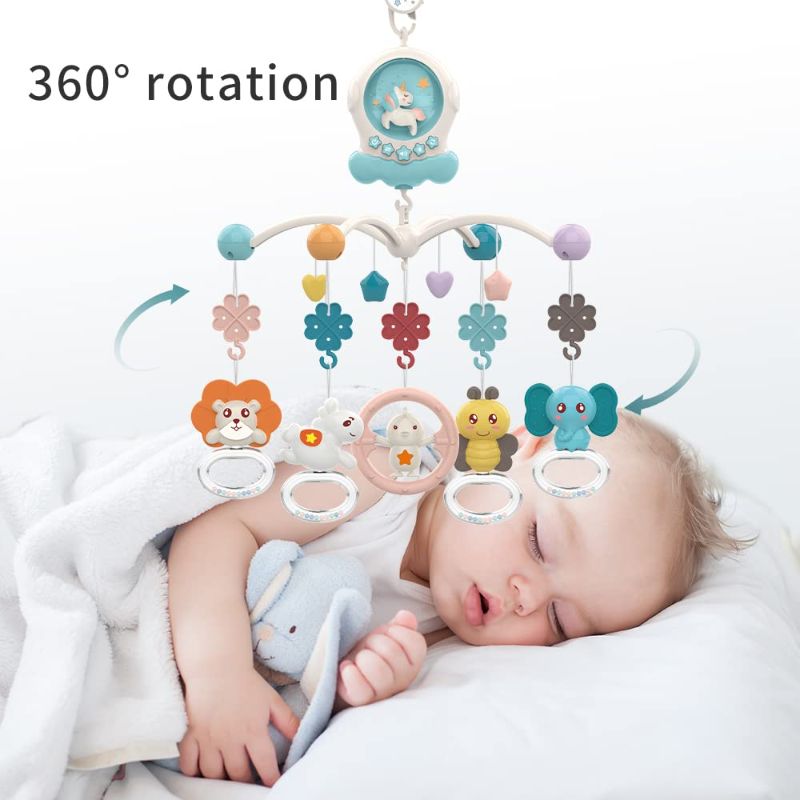 Photo 1 of Eners Baby Musical Crib Mobile with Night Lights and Rotation, Rattles, Remote Control,Comfort Toys for Newborn Infant Boys Girls Toddles (Red)
