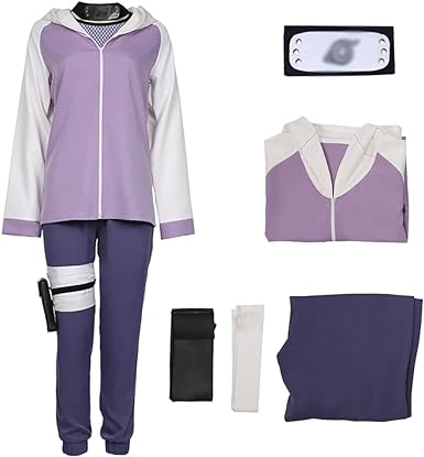 Photo 1 of Metaparty Hinata Hyuga Cosplay Costume, Hinata Hoodie Set with Forehead Guard, Kunai Bag for Women

size small 