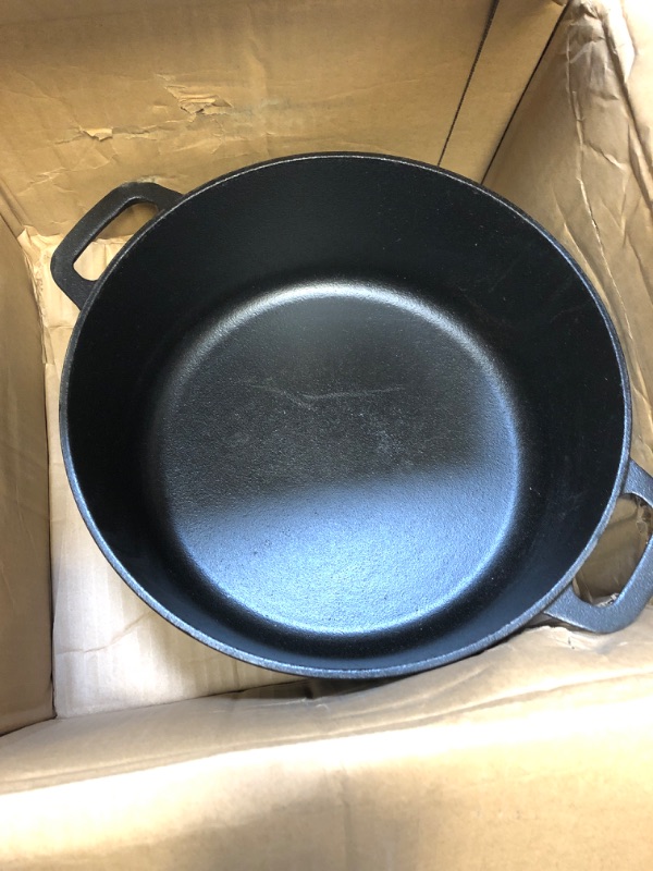 Photo 1 of Amazon Basics Pre-Seasoned Cast Iron Dutch Oven Pot with Lid and Dual Handles, 7-Quart 7-Quart Pot