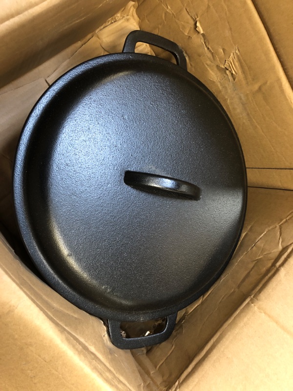 Photo 2 of Amazon Basics Pre-Seasoned Cast Iron Dutch Oven Pot with Lid and Dual Handles, 7-Quart 7-Quart Pot