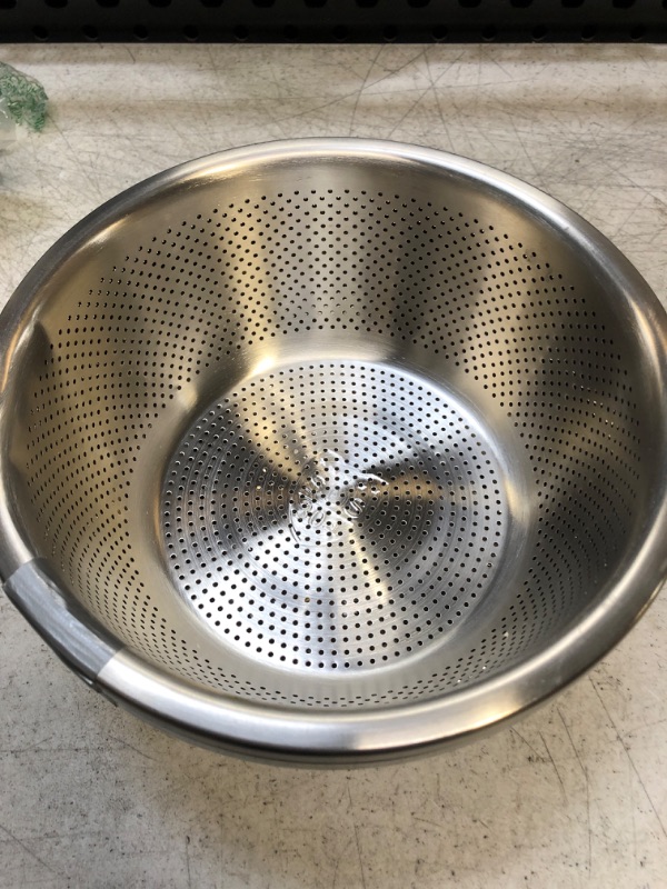 Photo 3 of 304 Stainless Steel Microporous Colander, 2.5-Qt Large Capacity with Mixing Bowl For washing vegetables, fruit and rice and for draining cooked pasta. (2PC) (2.5QT) 2.5QT Primary Colors