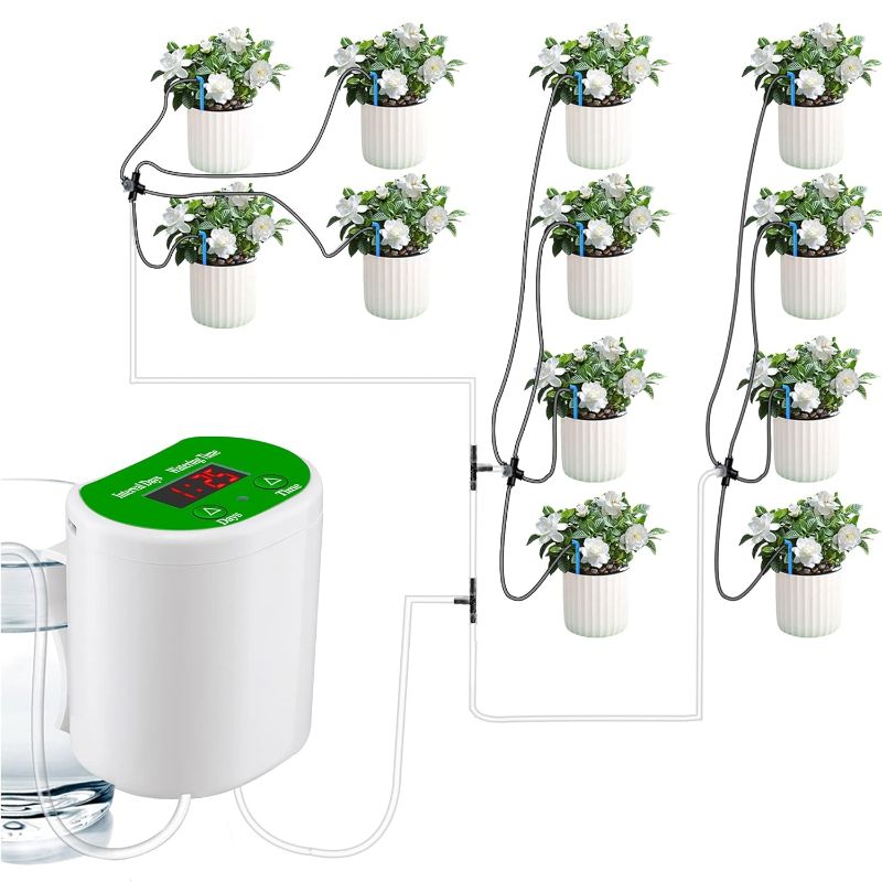 Photo 1 of Aedcbaide Automatic Watering System, 12 Droparrow House Plants Drip Irrigation System Kits, LED Display & USB Power Plant Self Watering System, Automatic Plant Waterer Devices for Indoor Potted Plant (JH12)