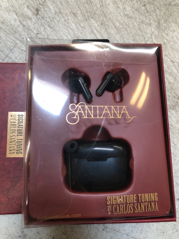 Photo 1 of Mambo by Carlos Santana, True Wireless Earbuds Bluetooth Headphones with Charging Case, Bluetooth Earbuds with Voice Isolating Microphone, Deep Bass Stereo Headsets for Sports & Gaming, Black