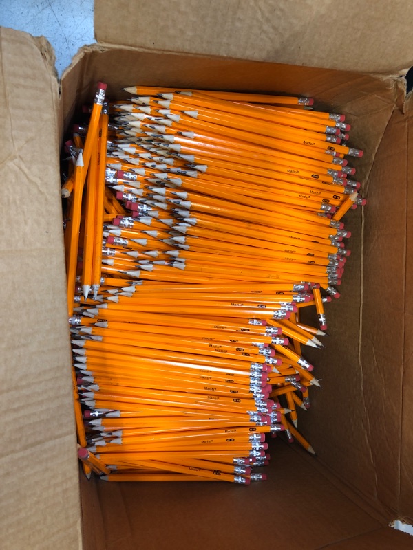 Photo 2 of Madisi Wood-Cased #2 HB Pencils, Yellow, Pre-sharpened, Bulk Pack, 1000 pencils