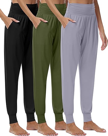 Photo 1 of Ficerd 3 Pack Women's Joggers, Cozy Lounge Pants with Pockets High Waisted Workout Joggers Comfy Loose Yoga Sweatpants

size- small 