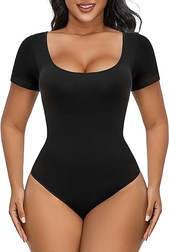 Photo 1 of SHAPERX Seamless Short Sleeve Bodysuit for Women Tummy Control Shapewear Thong Sculpting Body Shaper
size s/m