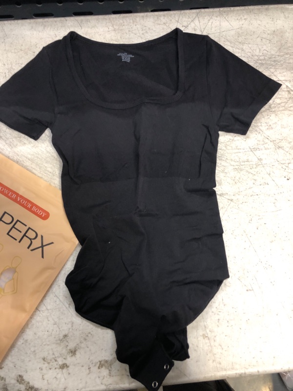 Photo 2 of SHAPERX Seamless Short Sleeve Bodysuit for Women Tummy Control Shapewear Thong Sculpting Body Shaper
size s/m