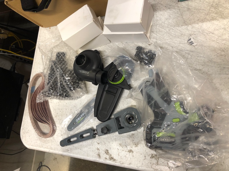 Photo 2 of WORKPRO Cordless Detail Belt Sander, Mini Chain Saw, Electric Blower, 3-in-1 Power Tool Combo Kit, 12V, Powerful Brushless Motor, with 2 Batteries, Fast Charger and Storage Bag