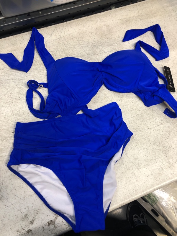 Photo 1 of womens 2 piece bathingsuit- navy blue
size- m