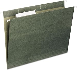 Photo 1 of Smead Hanging File Folder with Tab, 1/3-Cut Adjustable Tab, Letter Size, Standard Green, 25 per Box