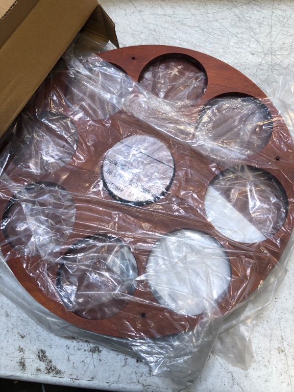 Photo 1 of THYGIFTREE Rotating Coffee Syrup Organizer 9 Bottles Coffee Syrup Rack for Countertop Wood Syrup Bottle Holder Stand for Coffee Bar Station, Turntable Wine Display Tray