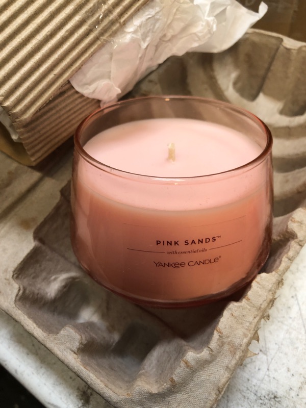 Photo 2 of Yankee Candle Studio Medium Candle, Pink Sands™, 10 oz: Long-Lasting, Essential-Oil Scented Soy Wax Blend Candle | 40-65 Hours of Burning Time Pink Sands™ Medium