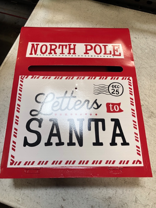 Photo 2 of Adroiteet Christmas Decorations Santa Mailbox, 14" x 10" Express Mail to North Pole Letters to Santa, Wall Mount Vintage Red Decorative Box for Home Room Indoor Outdoor Front Door Xmas Holiday Party Style 2