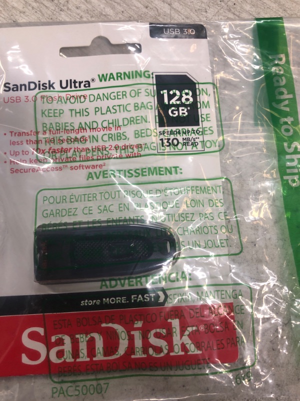 Photo 2 of SanDisk 128GB Ultra USB 3.0 Flash Drive - SDCZ48-128G-GAM46, Black