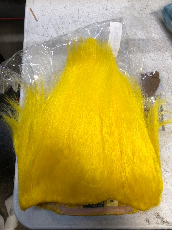 Photo 2 of Teen Unisex Yellow Color Straight Cosplay Halloween Troll Wig, Synthetic Soft Fiber Hair, Perfect for your next Festival and Group Anime Party!