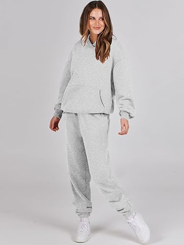 Photo 1 of ANRABESS Women 2 Piece Outfits Hoodie Sweatshirt Tracksuit & Oversized Jogger Sweatpants Y2K Sweatsuit Set - SMALL 