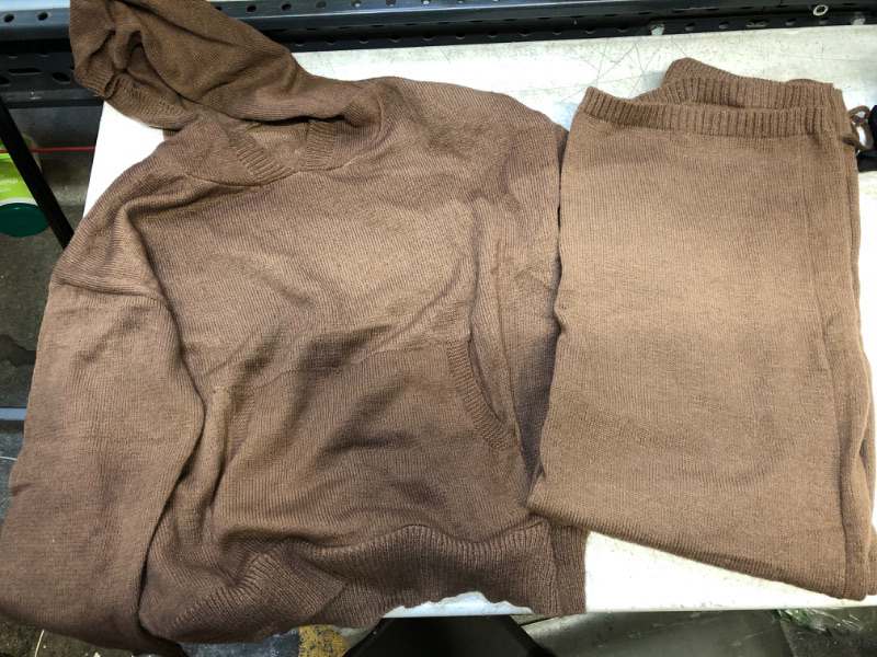 Photo 1 of womens hoodie knit sweat pants  set- brown 
size- small 