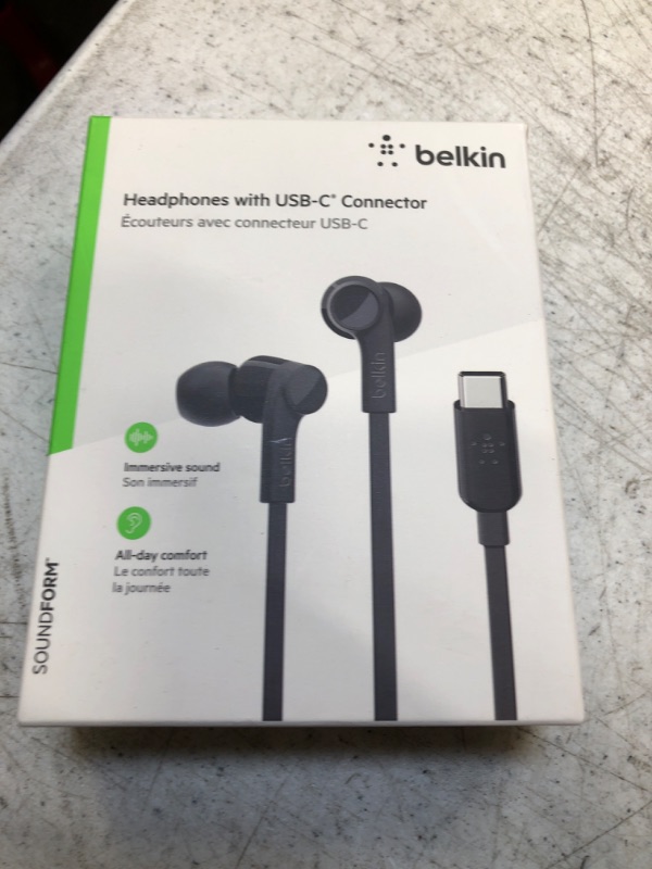 Photo 3 of Belkin SoundForm Headphones - Wired In-Ear Earphones With Microphone - Wired Earbuds For iPad Mini, Galaxy, Huawei, & More With USB-C Connector (USB-C Headphones) (Black) Black USB-C