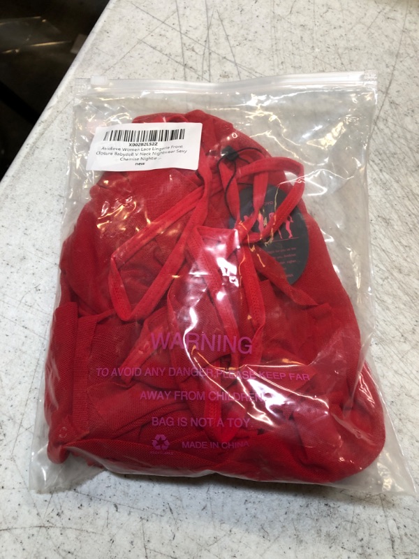 Photo 1 of Avidlove Women Lace Lingerie Front Closure Babydoll V Neck Nightwear Sexy Chemise Nightie X-Large Hot Red