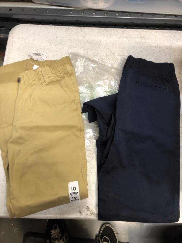 Photo 1 of boys pants- 2 pairs- brown /navy blue
size- 10 