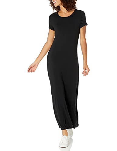 Photo 1 of Amazon Essentials Women's Short-Sleeve Maxi Dress, Black, X-Large
